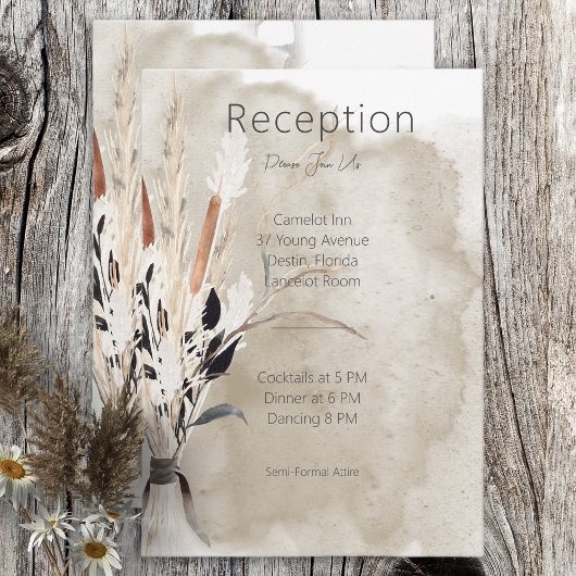 Carte de réception moderne Bouquet Bohème Rustique