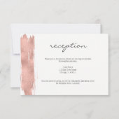 Carte de réception moderne Rose Gold Brush (Devant)