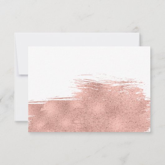 Carte de réception moderne Rose Gold Brush (Dos)