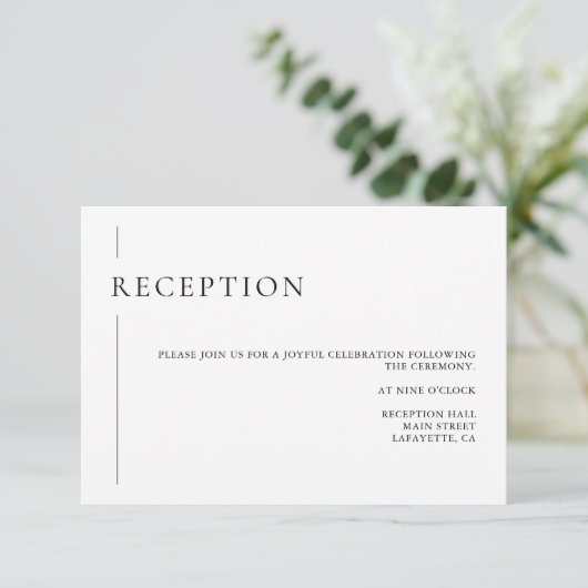 Carte de réception moderne simple Noir & Blanc Mar (Debout devant)