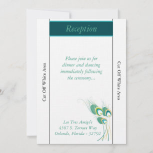 Carte de réception moderne Turquoise Peacock Weddi