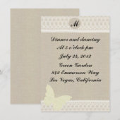 Carte de Réception Monogramme Toile et Dentelle (Devant / Derrière)