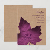 Carte de réception monogrammée en toile de jute vi (Devant / Derrière)