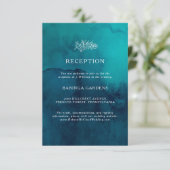 Carte de réception Moody Ocean Watercolor Wedding (Debout devant)