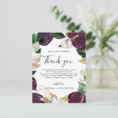 Carte de réception Moody Purple Blooms Merci (Debout devant)