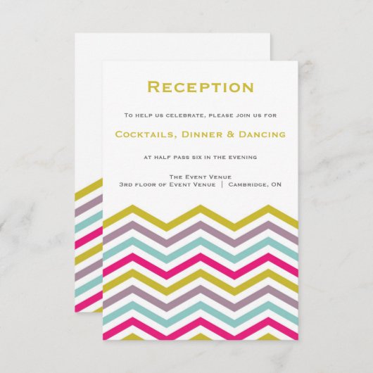 Carte de réception Motif Retro Chevron colorée (Devant / Derrière)
