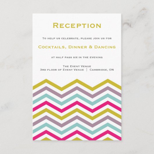 Carte de réception Motif Retro Chevron colorée (Devant)
