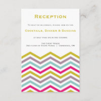Carte de réception Motif Retro Chevron colorée