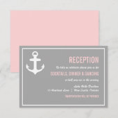 Carte de réception nautique rose et grise (Devant / Derrière)