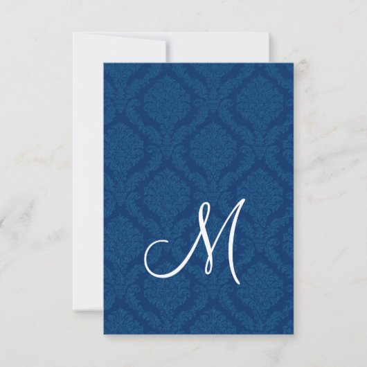 Carte de réception Navy Blue Damask (Devant)