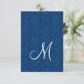 Carte de réception Navy Blue Damask (Debout devant)