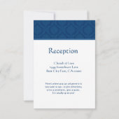 Carte de réception Navy Blue Damask (Dos)