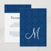 Carte de réception Navy Blue Damask (Devant / Derrière)