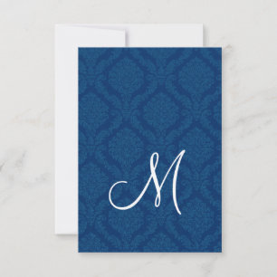 Carte de réception Navy Blue Damask
