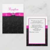 Carte de réception noire, rose chaud et blanche (Devant / Derrière)