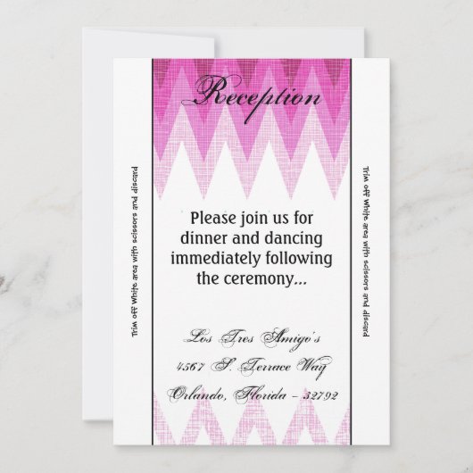 Carte de réception Ombre Chevron rose 3,5 x 7 (Devant)