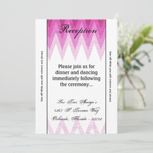 Carte de réception Ombre Chevron rose 3,5 x 7 (Debout devant)