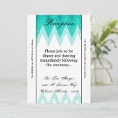 Carte de réception Ombre Chevron Turquoise 3,5 x 7 (Debout devant)