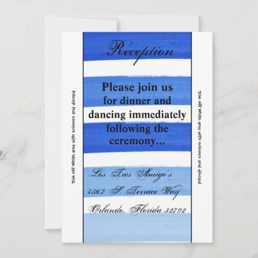 Carte de réception Ombre Stripe Bleu Fade 3,5 x 7 (Devant)