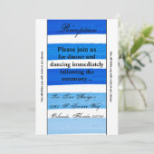 Carte de réception Ombre Stripe Bleu Fade 3,5 x 7 (Debout devant)