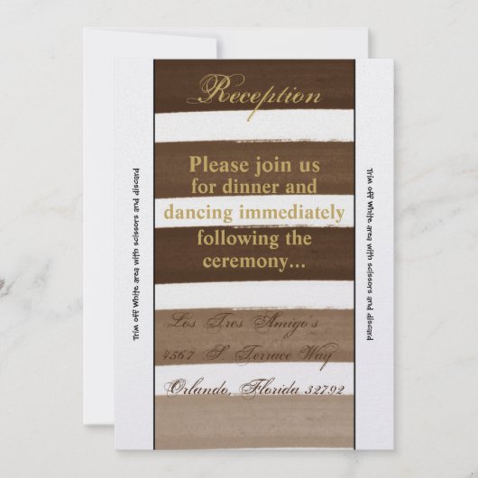 Carte de réception Ombre Stripe Brown Fade 3,5 x 7 (Devant)