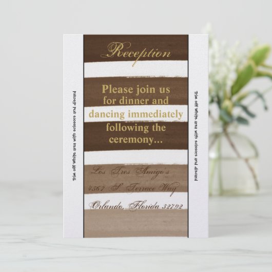 Carte de réception Ombre Stripe Brown Fade 3,5 x 7 (Debout devant)