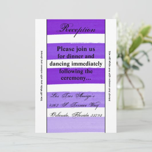 Carte de réception Ombre Stripe Purple Line Fade (Debout devant)