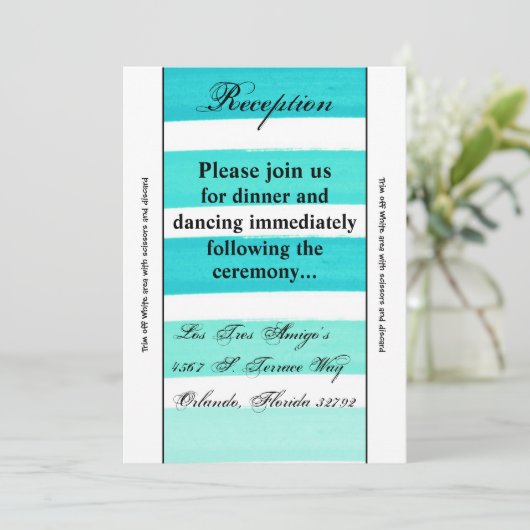 Carte de réception Ombre Stripe Turquoise Fade 3,5 (Debout devant)