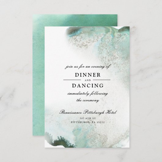 Carte de réception Ombre Watercolor Wedding | VERT (Devant / Derrière)