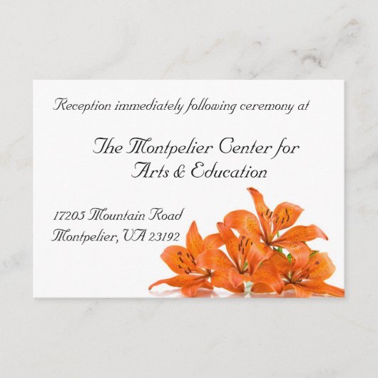 Carte de réception Orange Lily (Devant)
