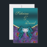 carte de réception paon prune sarcelle<br><div class="desc"></div>