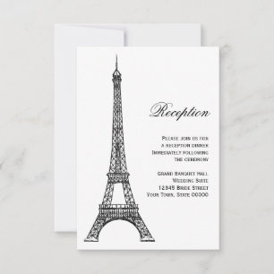 Carte de réception Paris Tour Eiffel Noir & Blanc