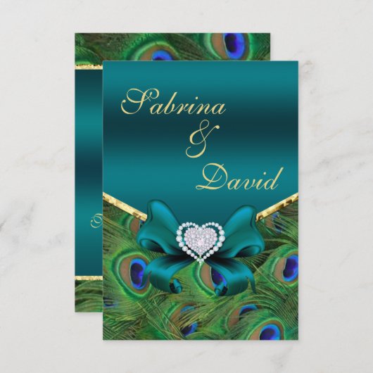 Carte de réception Peacock turquoise (Devant / Derrière)