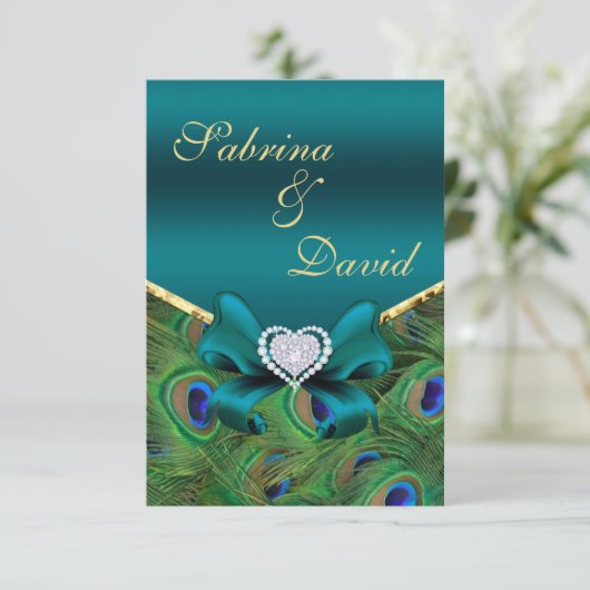 Carte de réception Peacock turquoise (Debout devant)