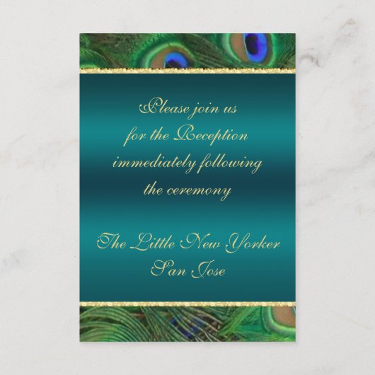 Carte de réception Peacock turquoise (Dos)