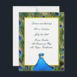 Carte de réception Peacock Wedding<br><div class="desc">Cette belle carte de réception est prête à être personnalisée pour votre journée de mariage spéciale. Personnalisez la carte en changeant le texte dans les champs fournis. Vous pouvez modifier le style de police,  la taille et la couleur ainsi que le type de papier.</div>