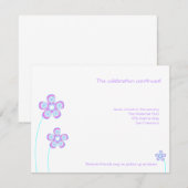 Carte de réception Penina Bat mitzvah (Devant / Derrière)