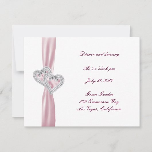 Carte de réception personnalisée Coeurs roses (Devant)