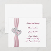 Carte de réception personnalisée Coeurs roses (Devant / Derrière)