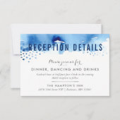 CARTE DE RÉCEPTION pinceau aquarelle de style bleu (Devant)