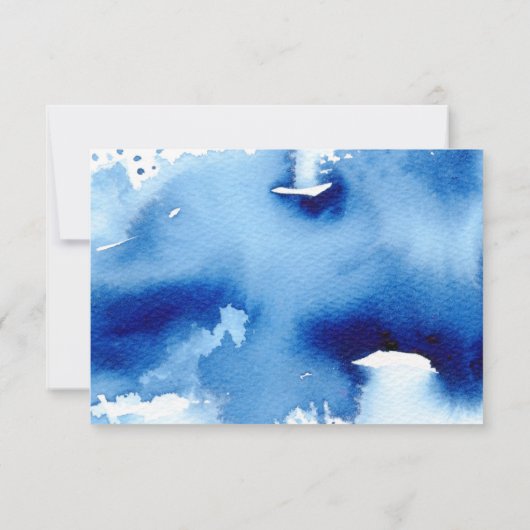 CARTE DE RÉCEPTION pinceau aquarelle élégant bleu (Dos)