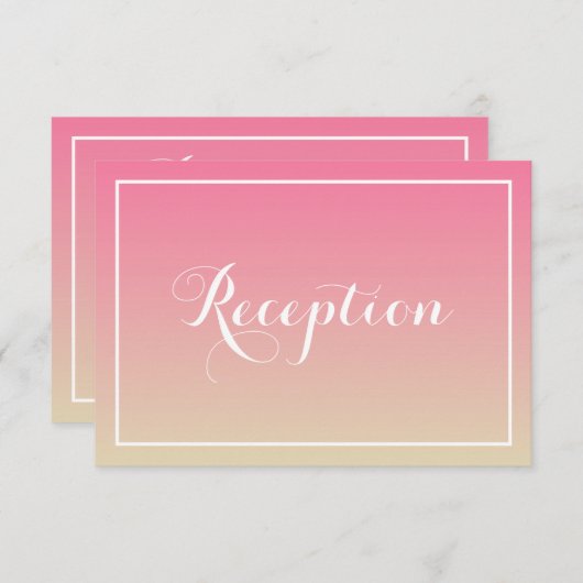 Carte de réception Pink Ombre élégante Script (Devant / Derrière)