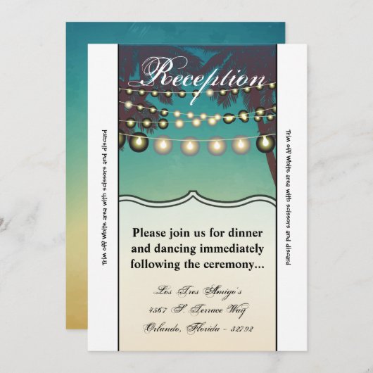 Carte de réception Plage Coucher de soleil Palmier (Devant / Derrière)