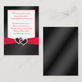 Carte de réception Platins en satin rouge et noir (Devant / Derrière)