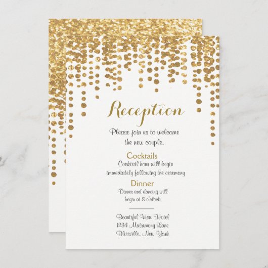 Carte de réception | Points Gold Confetti (Devant / Derrière)