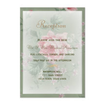 Carte de réception pour mariage aux roses vertes e