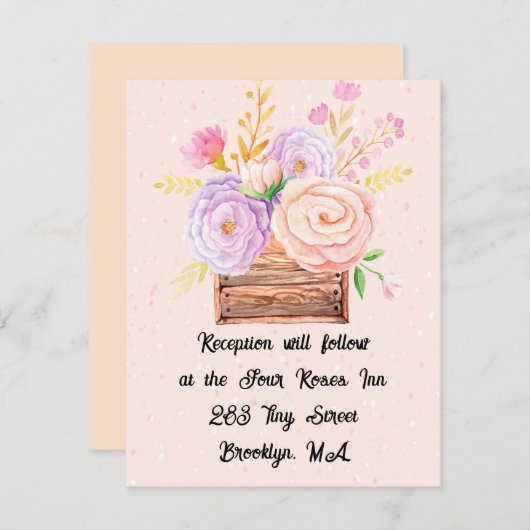 Carte de réception pour Peach Rustic Mariage (Devant / Derrière)