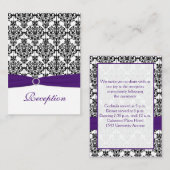 Carte de réception pourpre, noir et blanc Damas (Devant / Derrière)