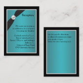 Carte de réception Quinceanera turquoise et noire (Devant / Derrière)