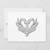 Carte de réception Red Ribbon Silver Swans (Dos)